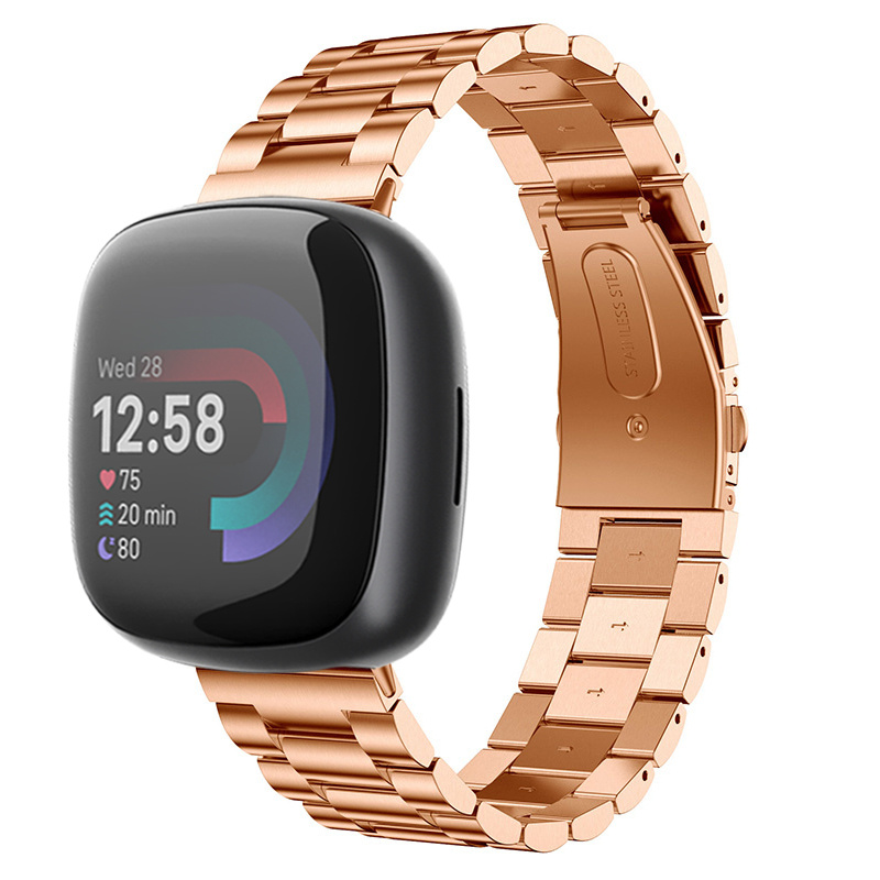 Strap-it Fitbit Versa 4 stalen bandje (rosé goud)