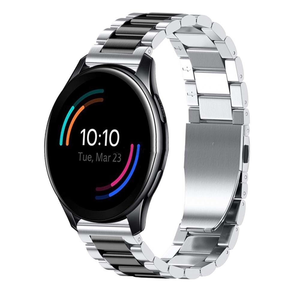 Strap-it Amazfit Bip 6 stalen band (zilver/zwart)