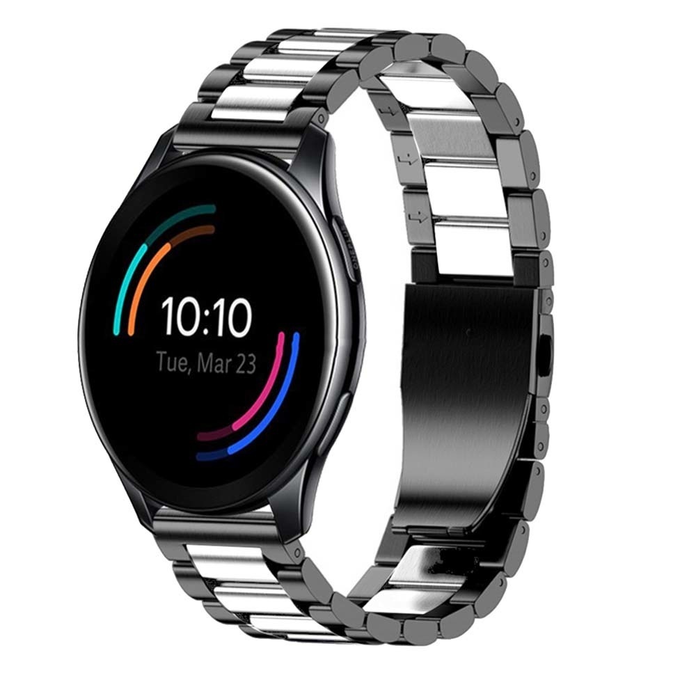 Strap-it Amazfit Bip 6 stalen band (zwart/zilver)