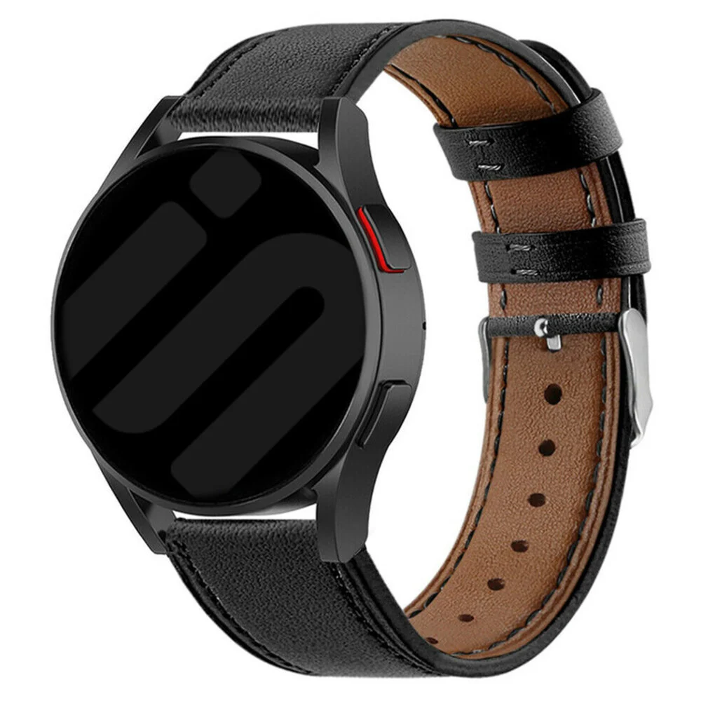 Strap-it Amazfit Bip 6 leren bandje (strak-zwart)