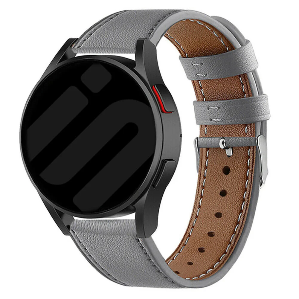 Strap-it Amazfit Bip 6 leren bandje (grijs)