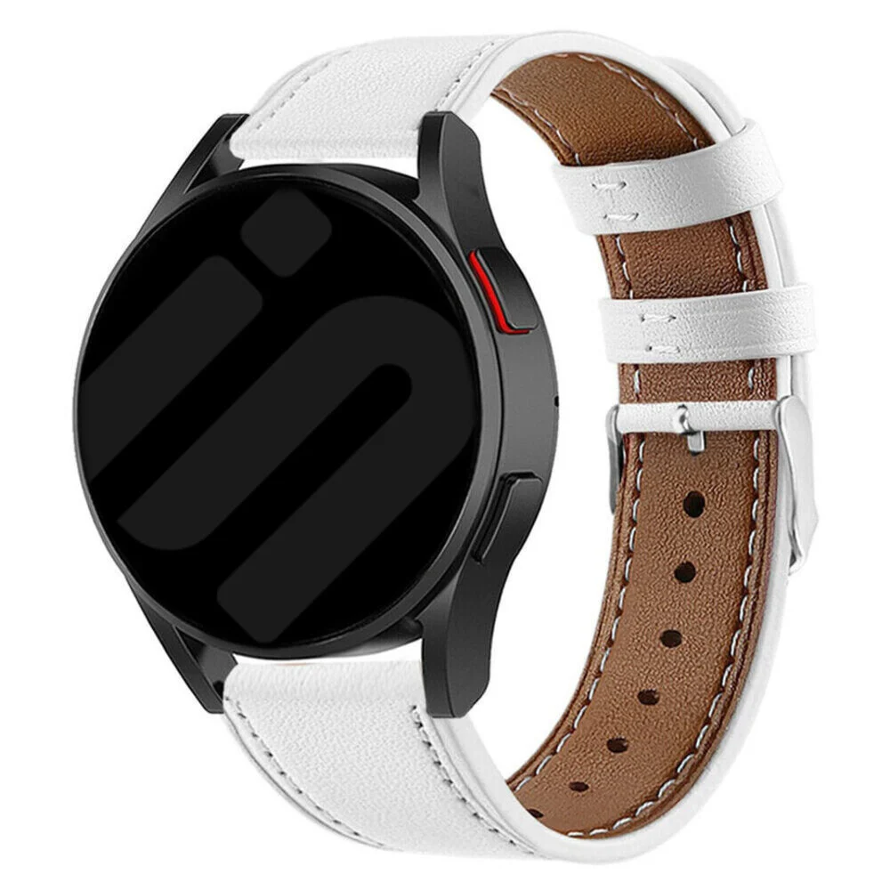 Strap-it Amazfit Bip 6 leren bandje (wit)