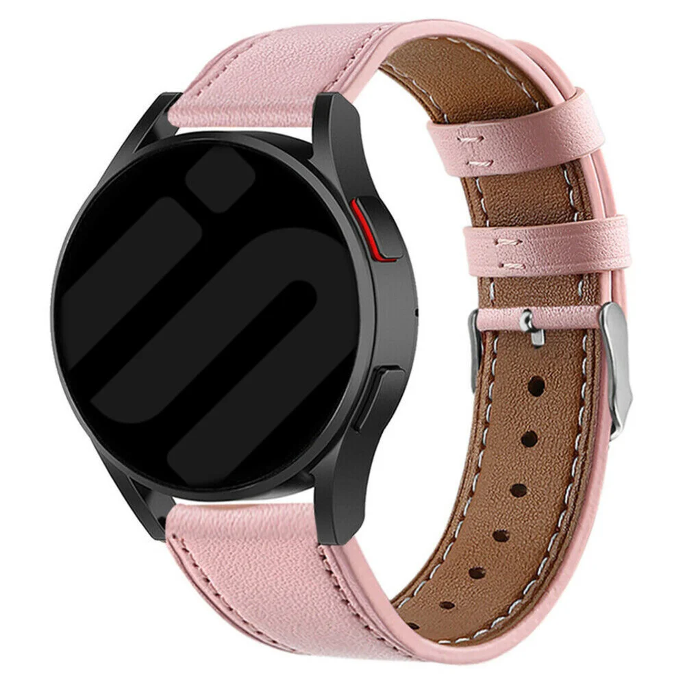 Strap-it Amazfit Bip 6 leren bandje (roze)