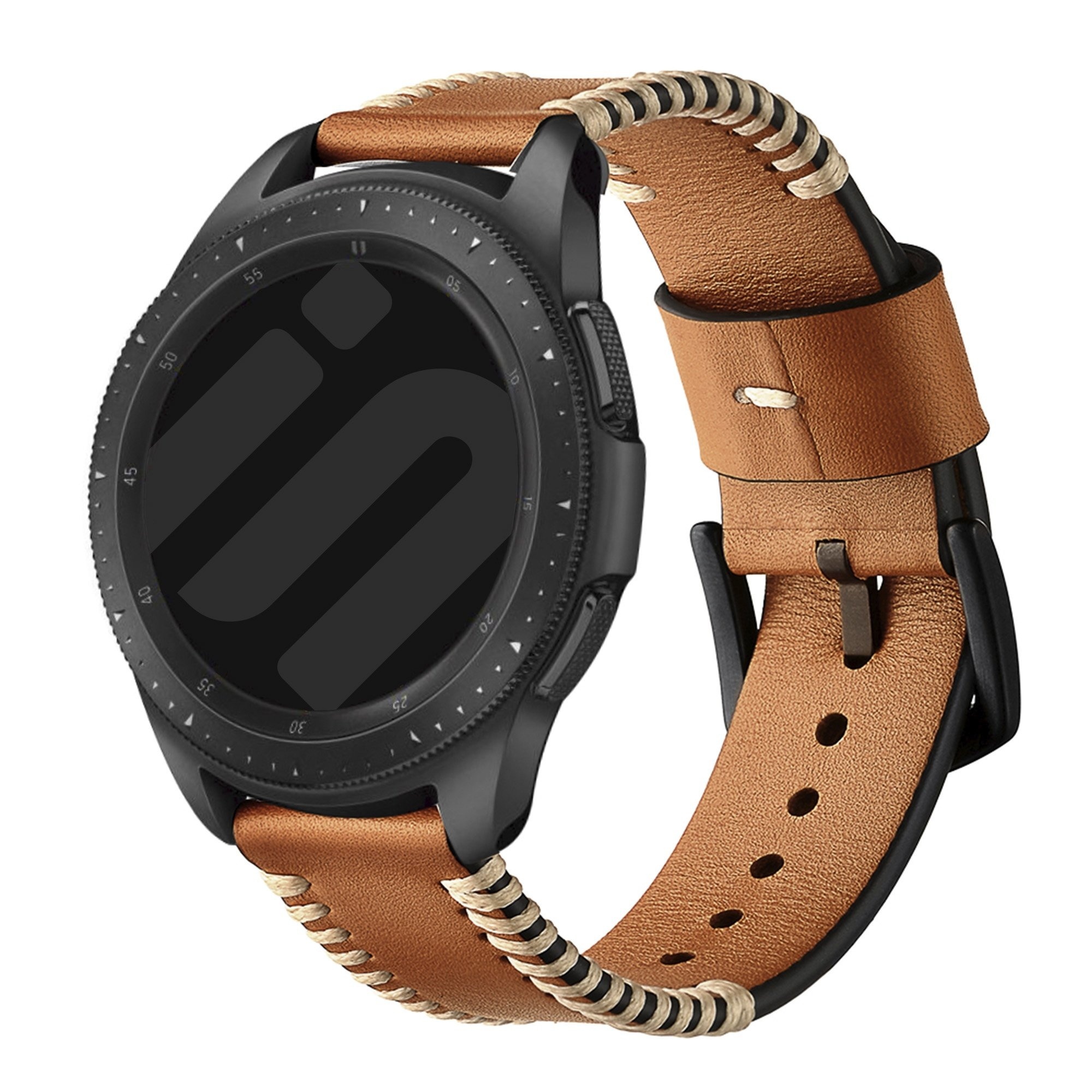 Strap-it Amazfit Bip 6 Stitched leren band (bruin)