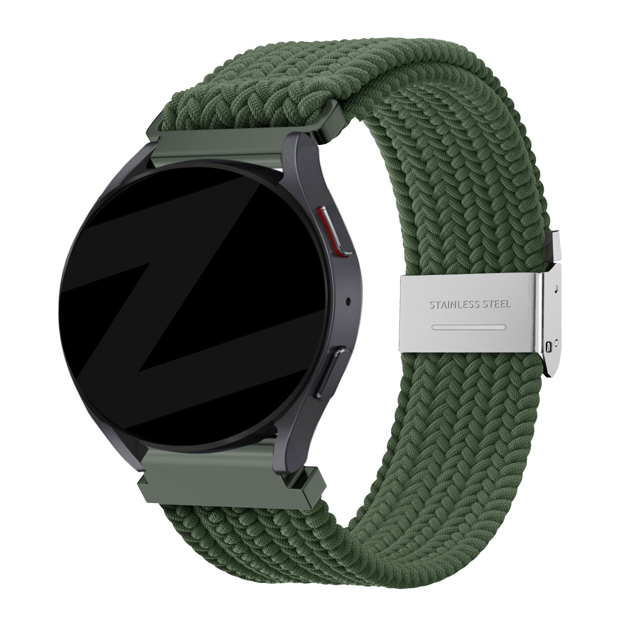 Bandz Amazfit Bip 6 gevlochten nylon band (olijfgroen)