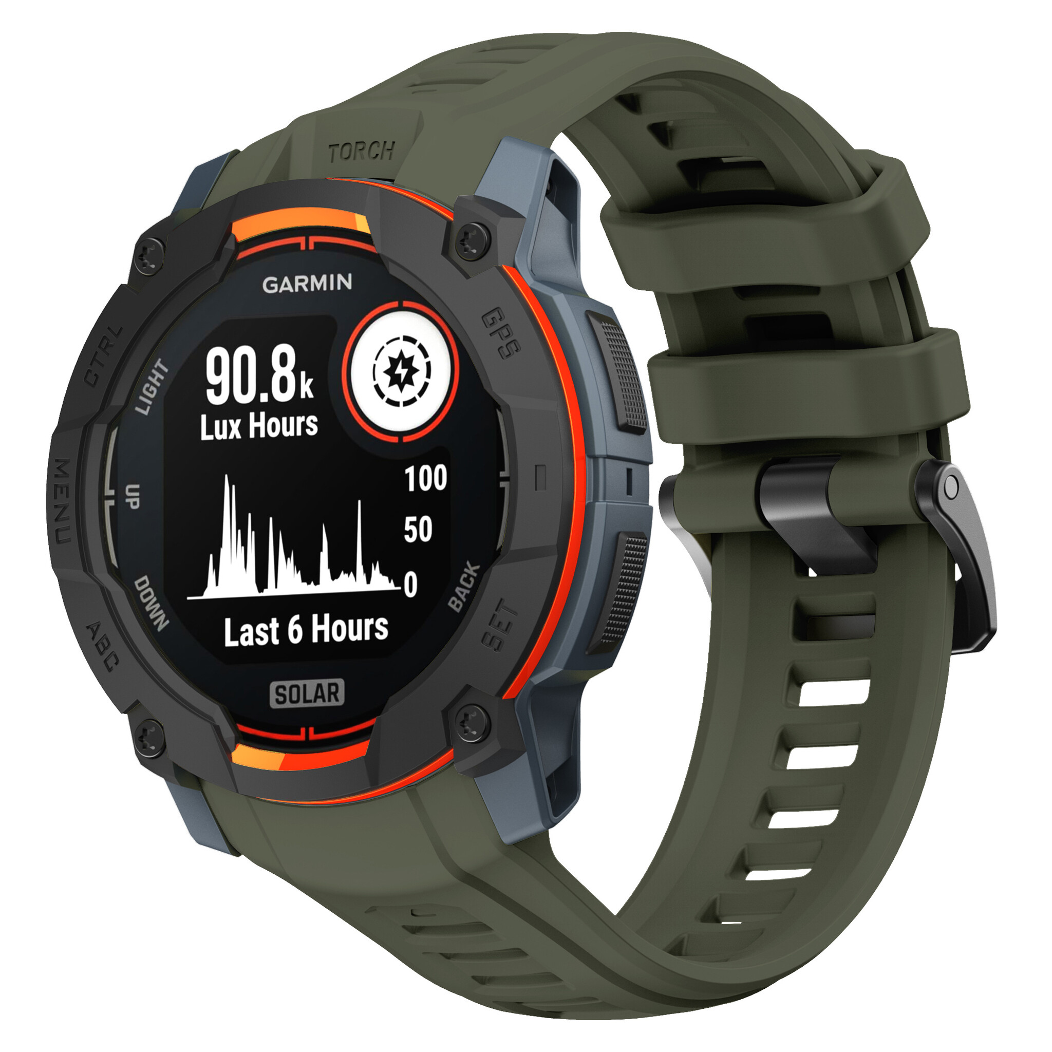 Strap-it Garmin Instinct 3 - 45mm silicone band 'perfect fit' (legergroen)