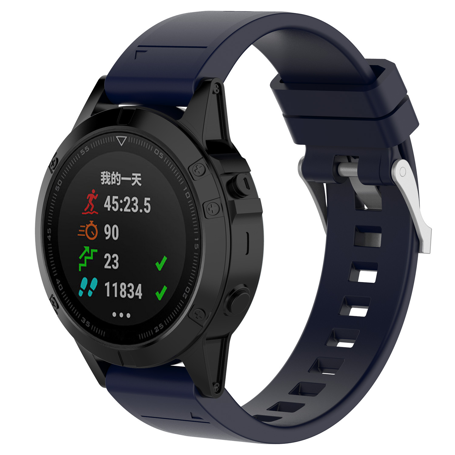 Strap-it Garmin Fenix 7x glossy silicone band (donkerblauw)