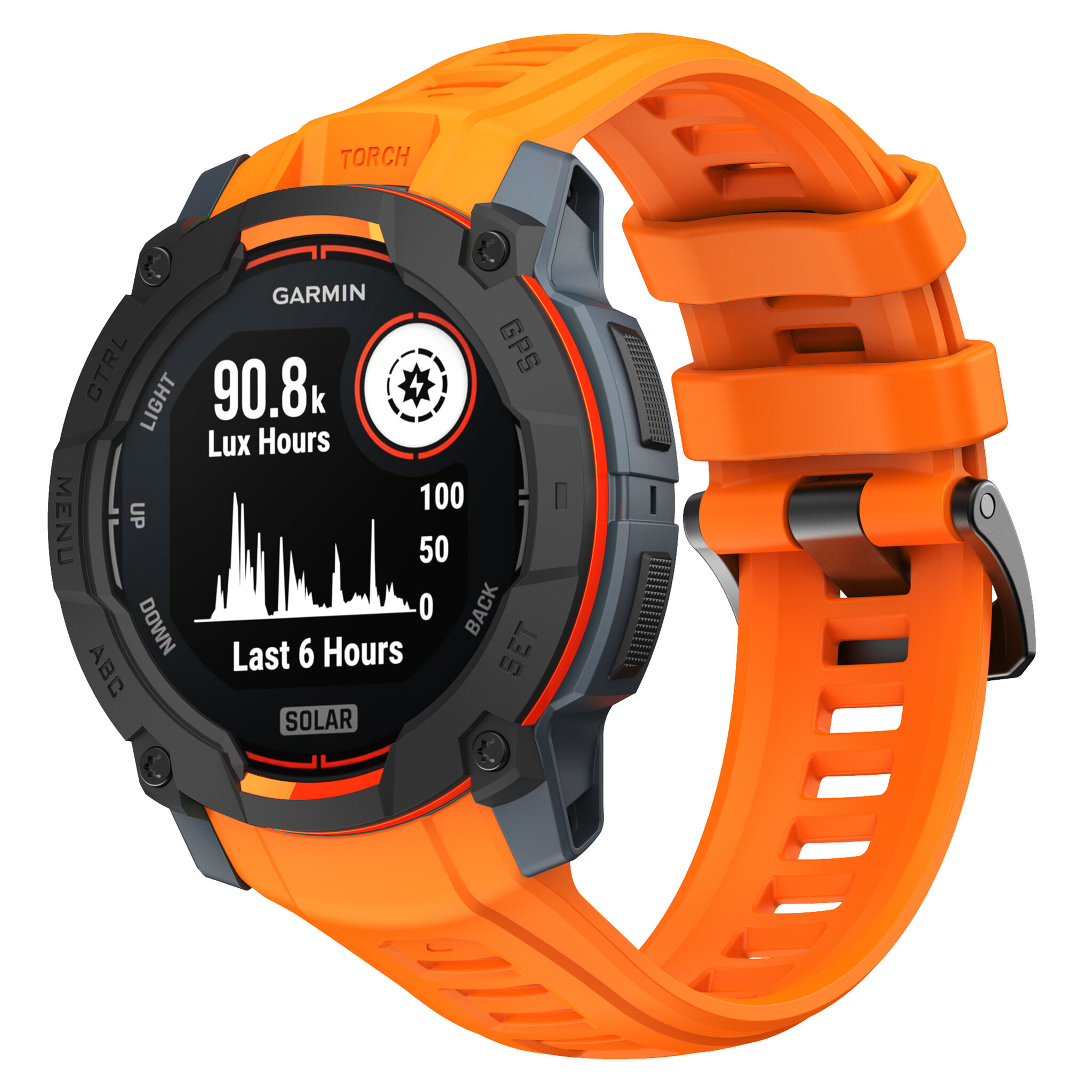Strap-it Garmin Instinct 3 - 45mm silicone band 'perfect fit' (oranje)