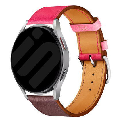 Strap-it Samsung Galaxy Watch 7 - 40mm leren bandje (knalroze/roodbruin)