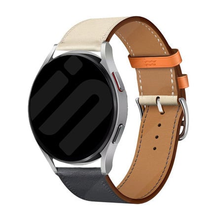 Strap-it Samsung Galaxy Watch 7 - 40mm leren bandje (wit/donkerblauw)