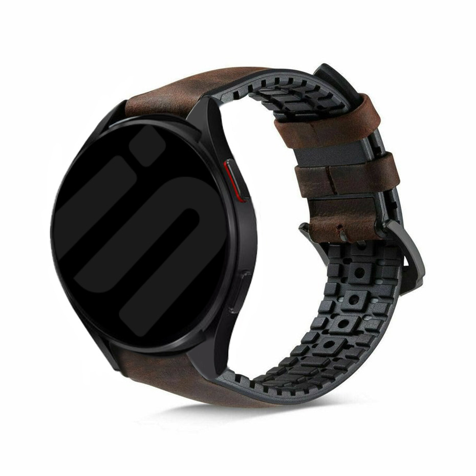 Strap-it Samsung Galaxy Watch 7 - 40mm siliconen / leren bandje (bruin)