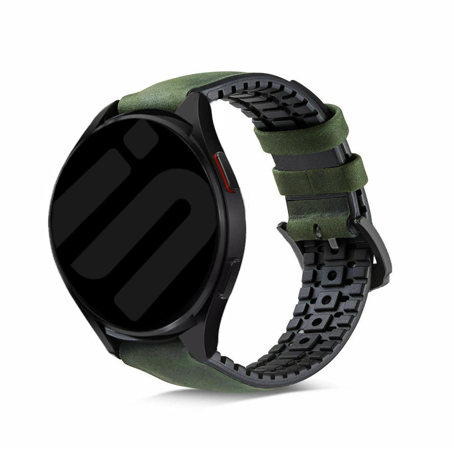 Strap-it Samsung Galaxy Watch 7 - 40mm siliconen / leren bandje (groen)