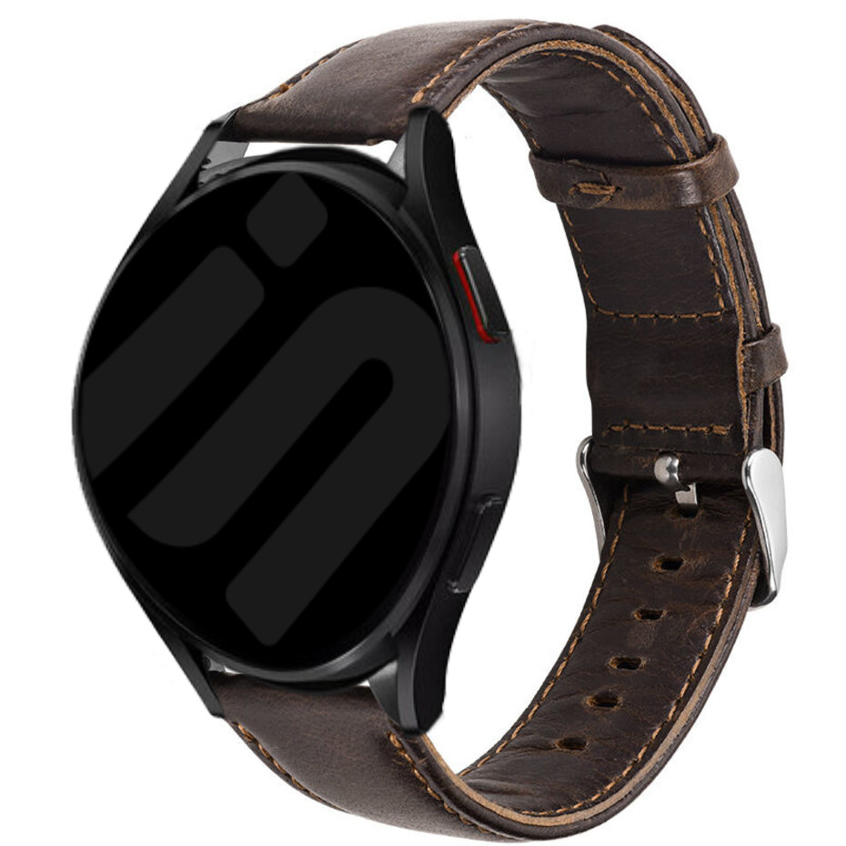 Strap-it Samsung Galaxy Watch 7 - 44mm leren bandje (donkerbruin)