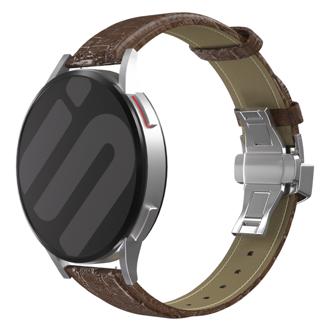 Strap-it Samsung Galaxy Watch 7 - 44mm luxe leren bandje (donkerbruin)
