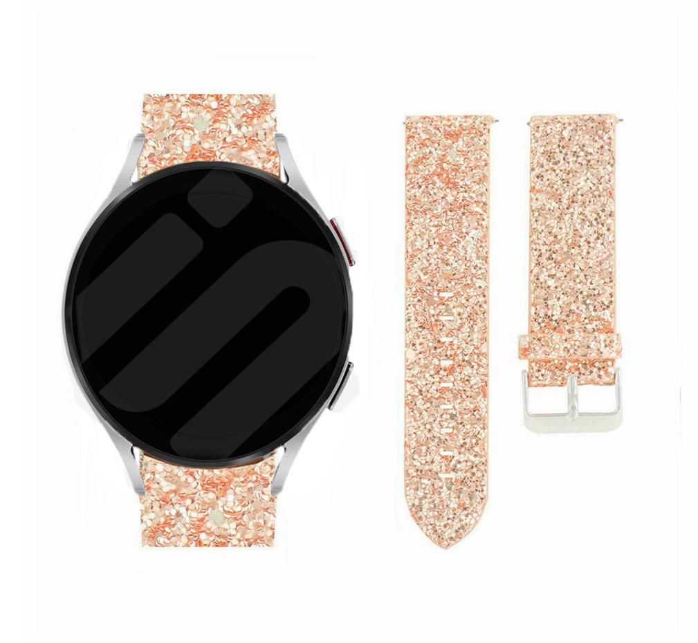 Strap-it Samsung Galaxy Watch 7 - 40mm leren glitter bandje (rosé goud)