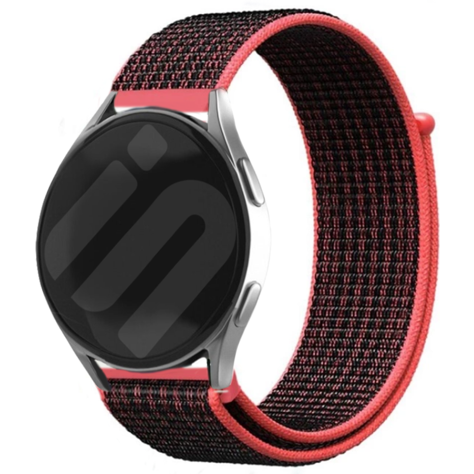 Strap-it Samsung Galaxy Watch 7 - 44mm nylon band (zwart/koraal)