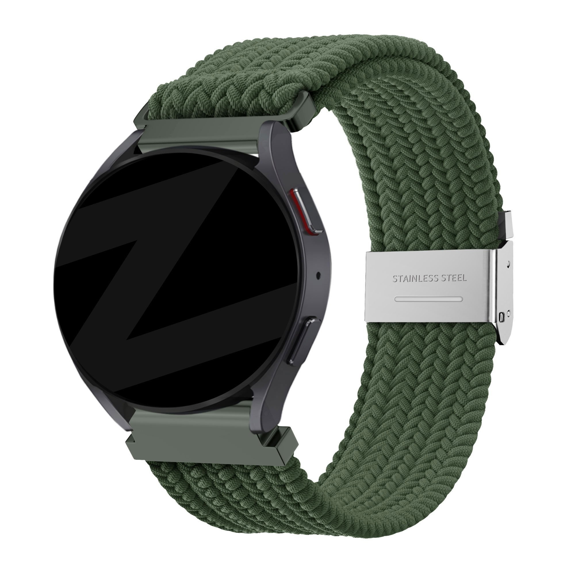 Bandz Samsung Galaxy Watch 7 44mm gevlochten nylon band (olijfgroen)