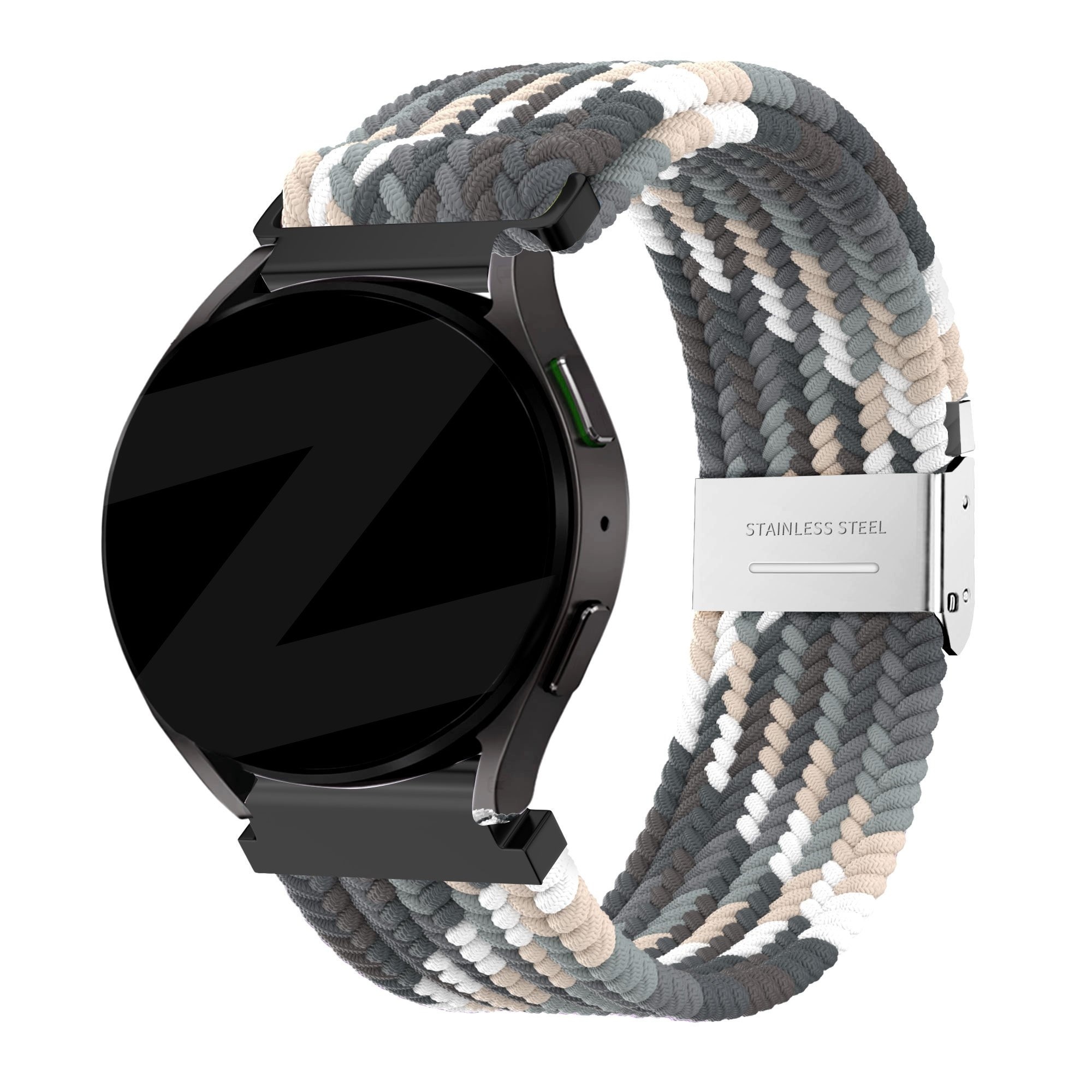 Bandz Samsung Galaxy Watch 7 44mm gevlochten nylon band (zwart mix)