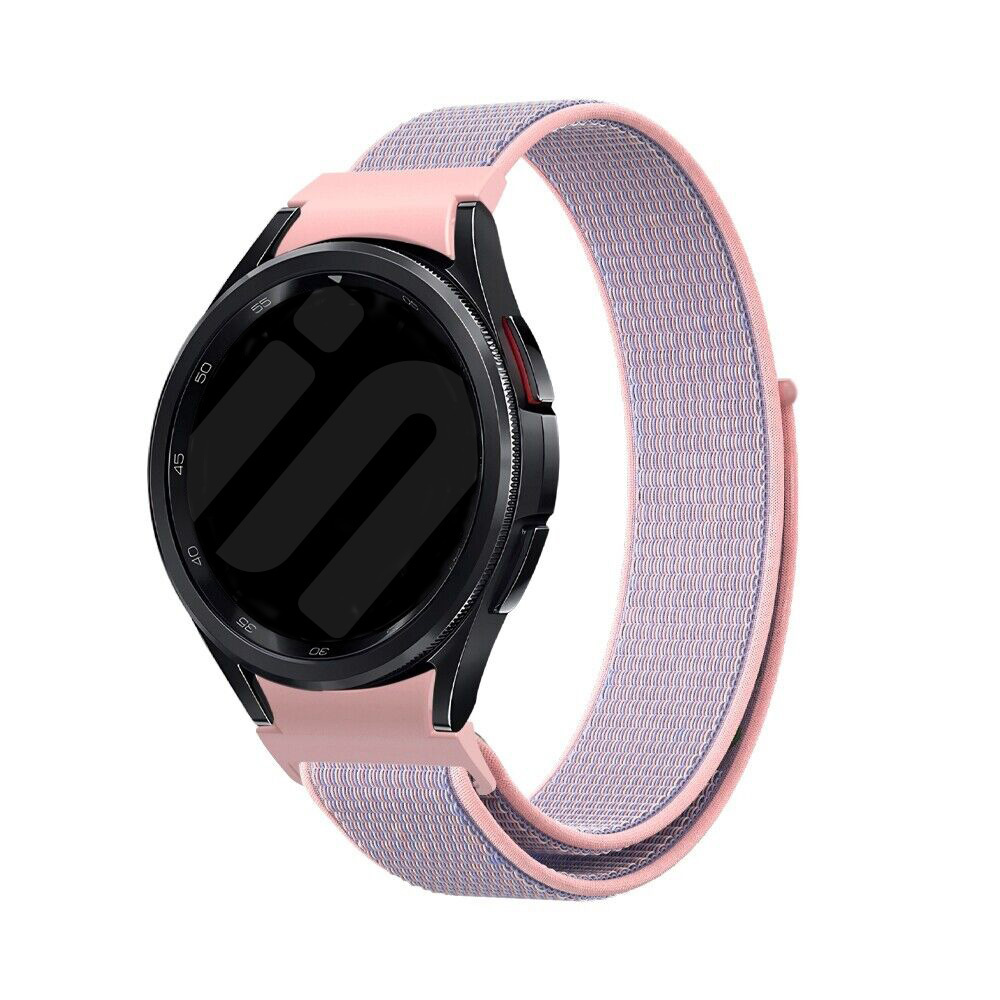 Strap-it Samsung Galaxy Watch 7 44mm 'One push' nylon band (roze)