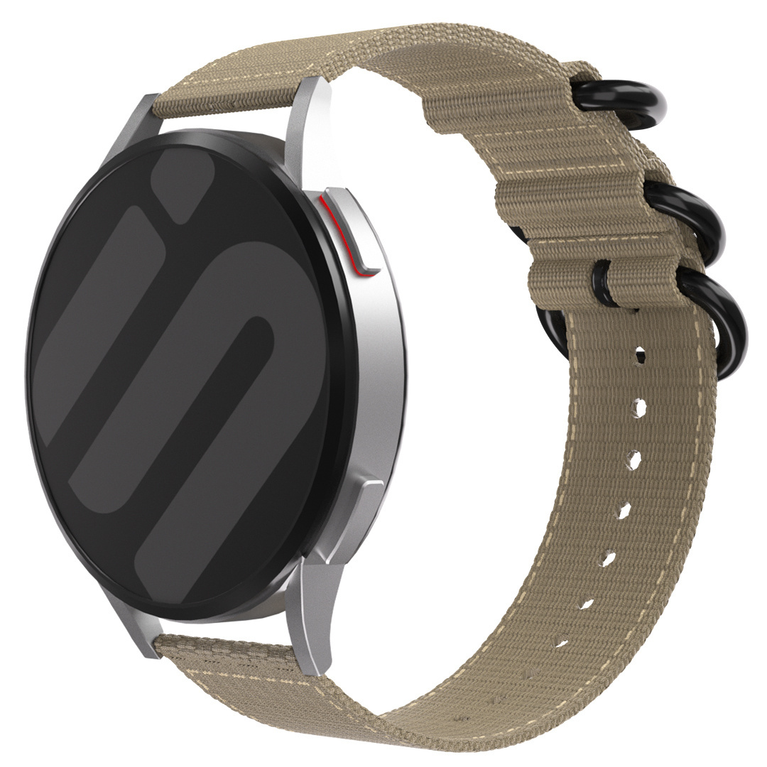 Strap-it Samsung Galaxy Watch 7 - 44mm nylon gesp band (khaki)