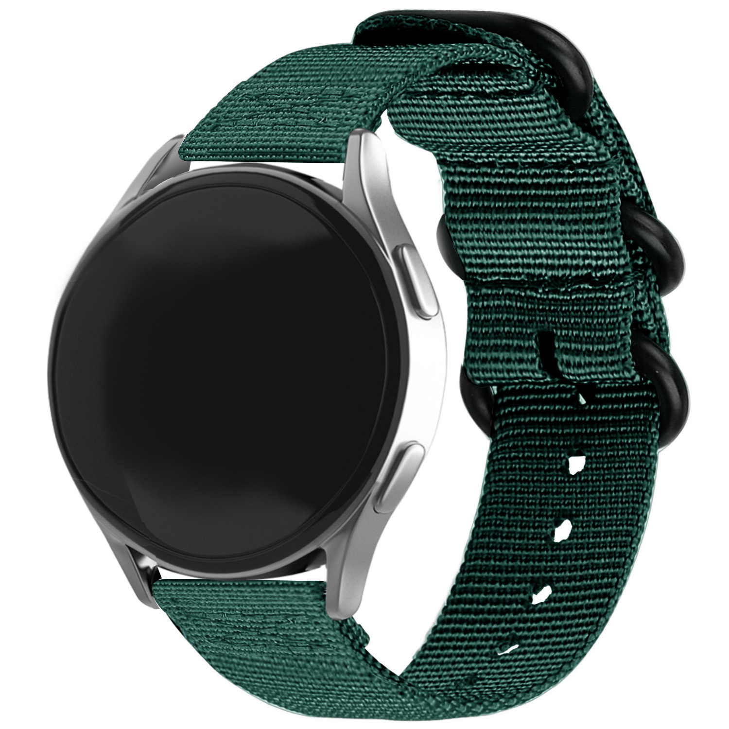Strap-it Samsung Galaxy Watch 7 - 40mm nylon gesp band (donkergroen)