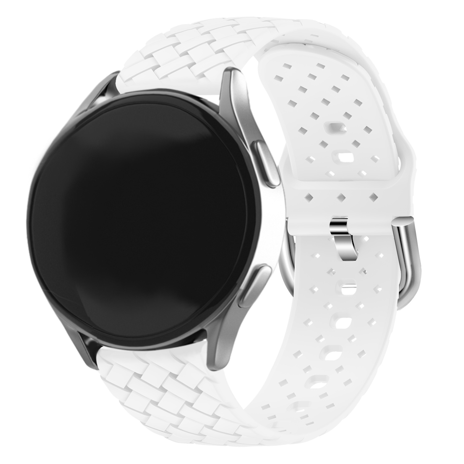 Strap-it Samsung Galaxy Watch 7 - 44mm gevlochten siliconen bandje (wit)
