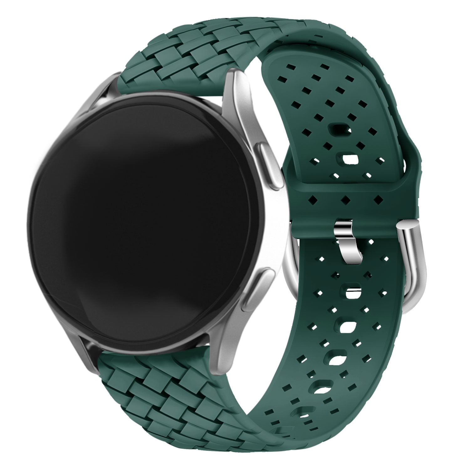 Strap-it Samsung Galaxy Watch 7 - 40mm gevlochten siliconen bandje (donkergroen)