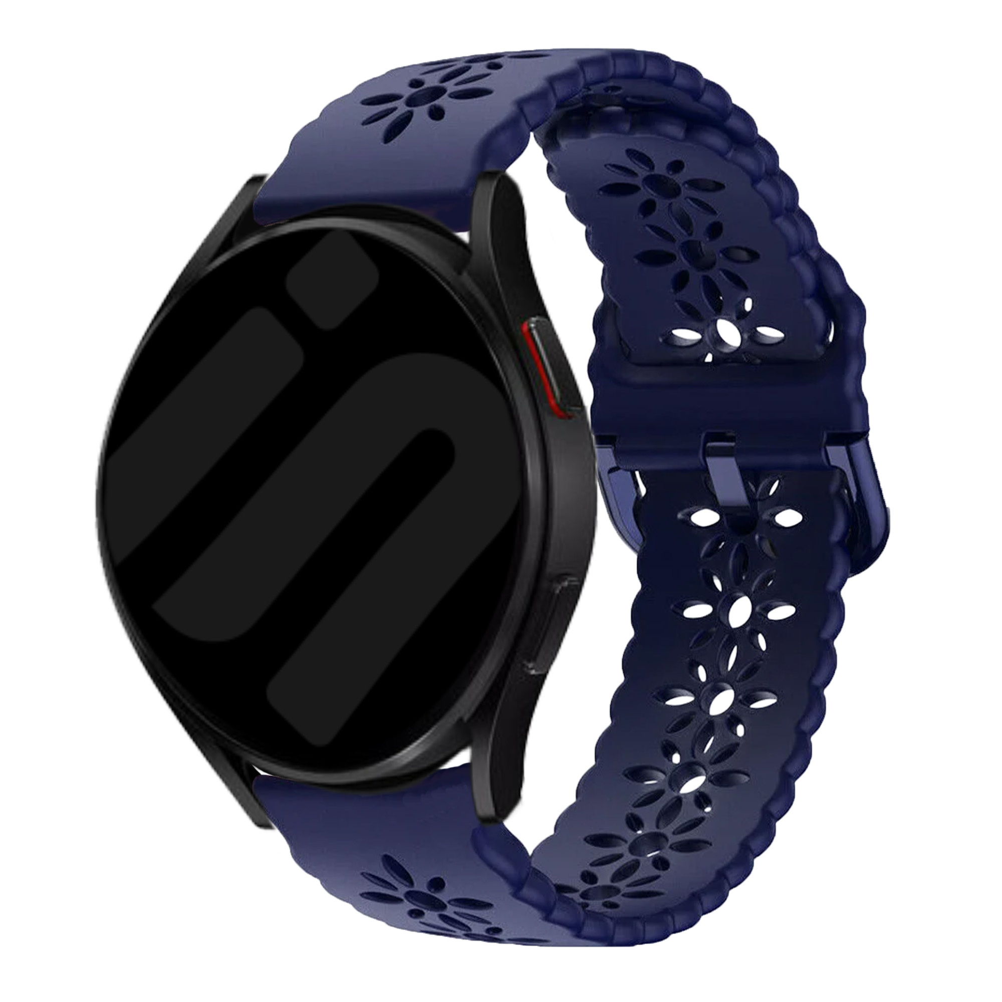 Strap-it Samsung Galaxy Watch 7 - 44mm siliconen bandje met patroon (donkerblauw)