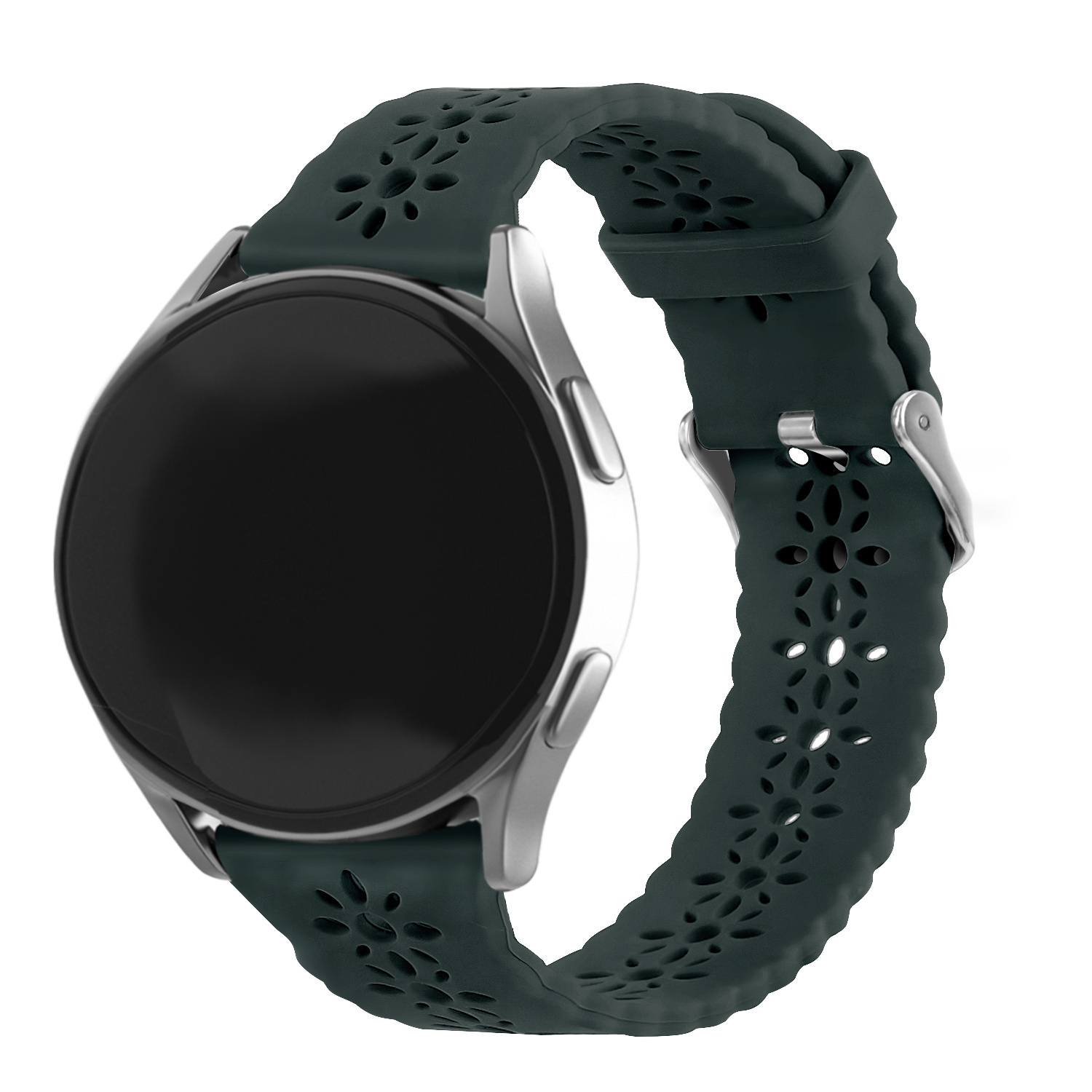 Strap-it Samsung Galaxy Watch 7 - 40mm siliconen bandje met patroon (dennengroen)