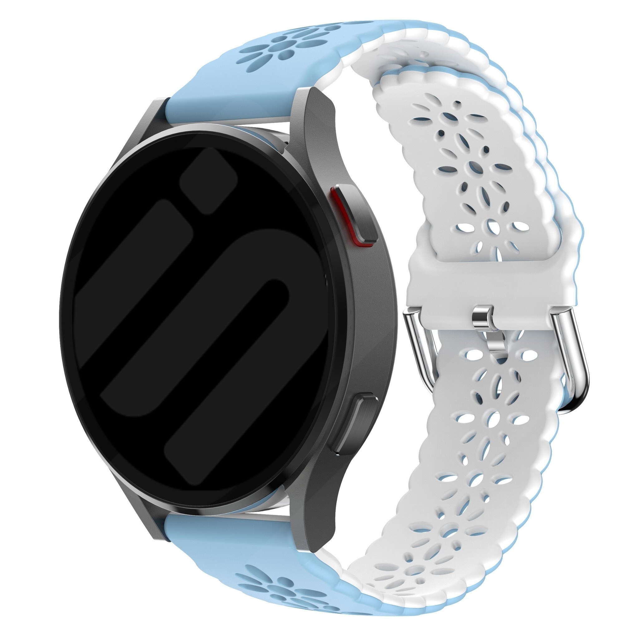 Strap-it Samsung Galaxy Watch 7 - 44mm siliconen bandje met patroon (lichtblauw/wit)