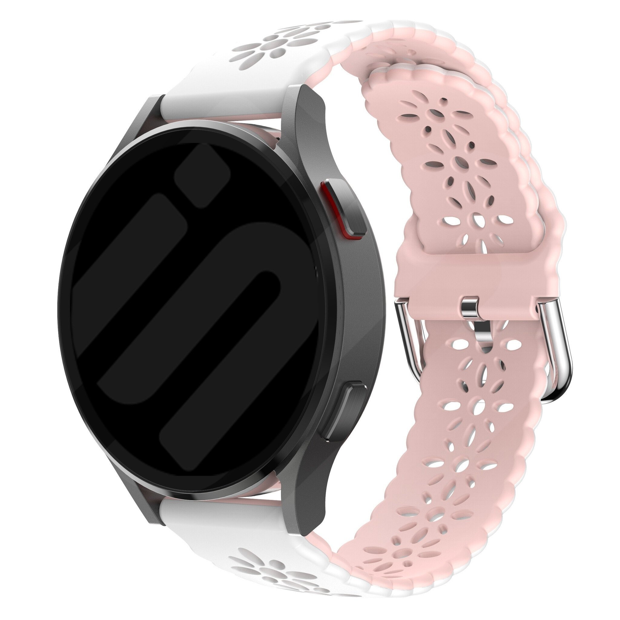 Strap-it Samsung Galaxy Watch 7 - 40mm siliconen bandje met patroon (wit/roze)