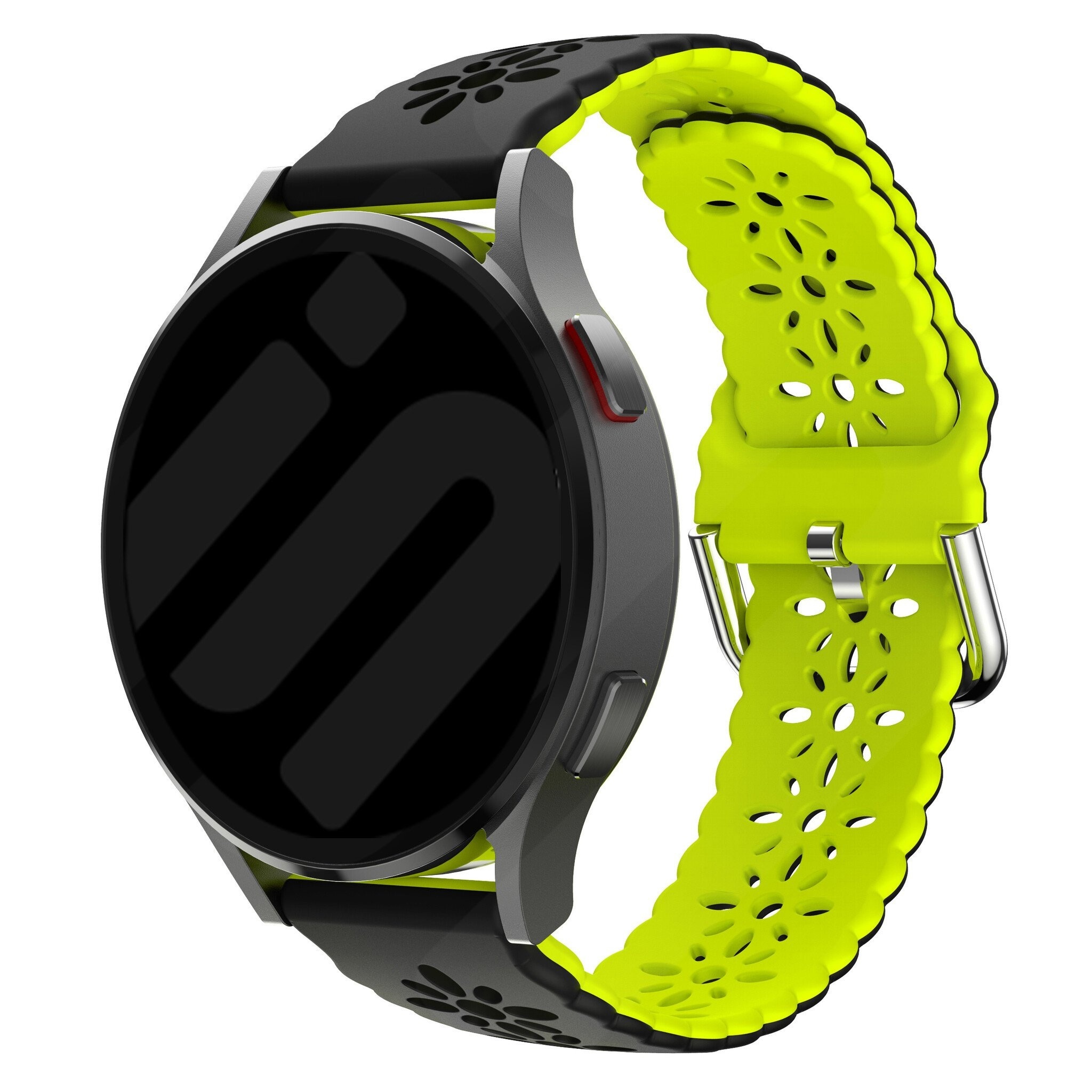 Strap-it Samsung Galaxy Watch 7 - 40mm siliconen bandje met patroon (zwart/groen)