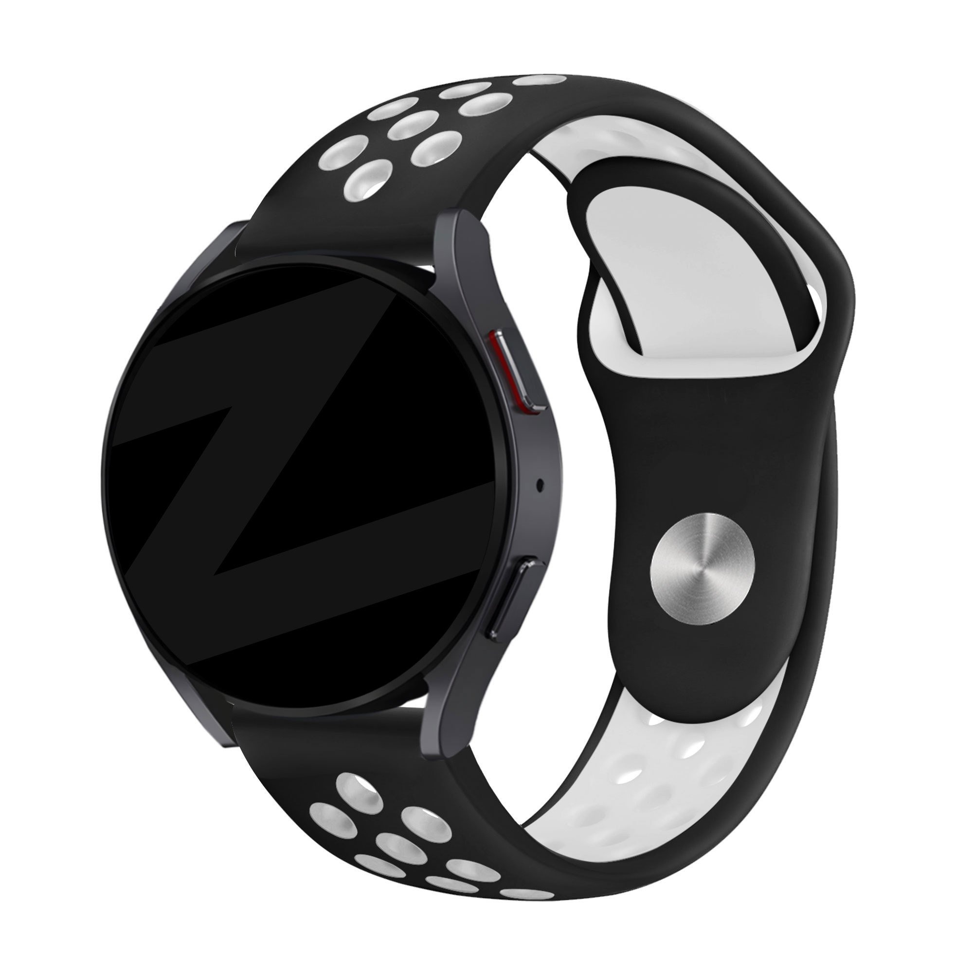 Bandz Samsung Galaxy Watch 7 44mm sport band 'Deluxe' (zwart/wit)