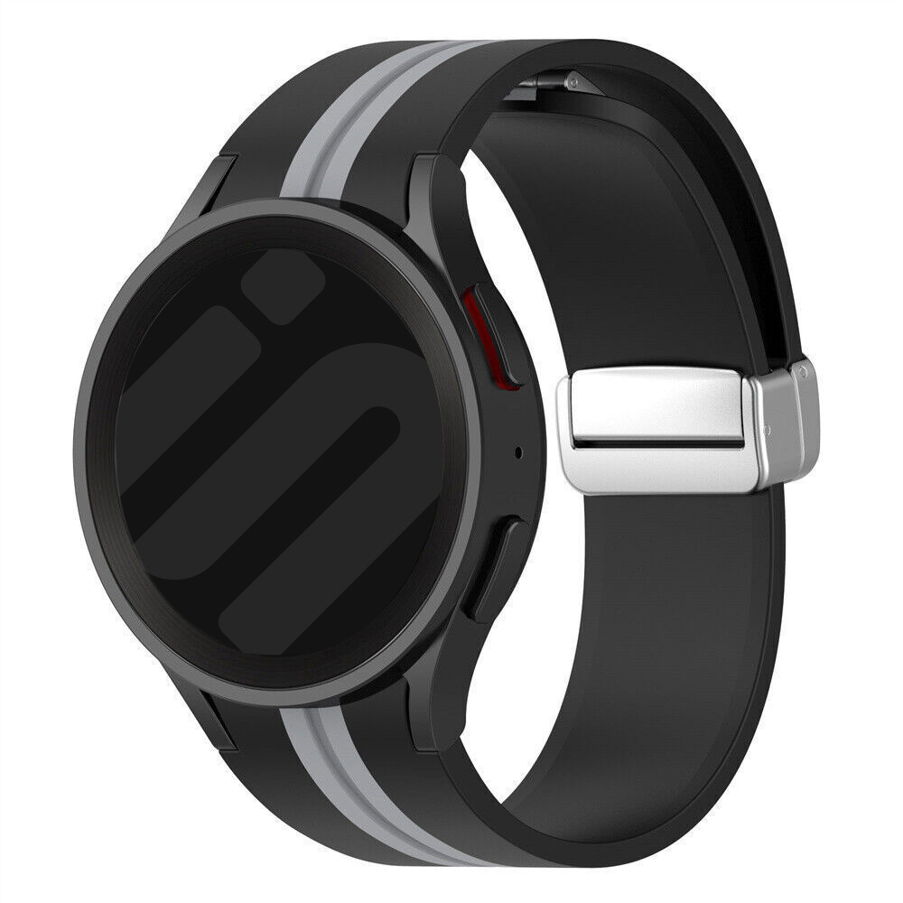 Strap-it Samsung Galaxy Watch 7 44mm magnetische sport band (zwart/grijs)