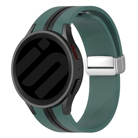 Strap-it Samsung Galaxy Watch 7 - 40mm magnetische sport band (groen/zwart)