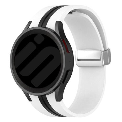 Strap-it Samsung Galaxy Watch 7 - 40mm magnetische sport band (wit/zwart)
