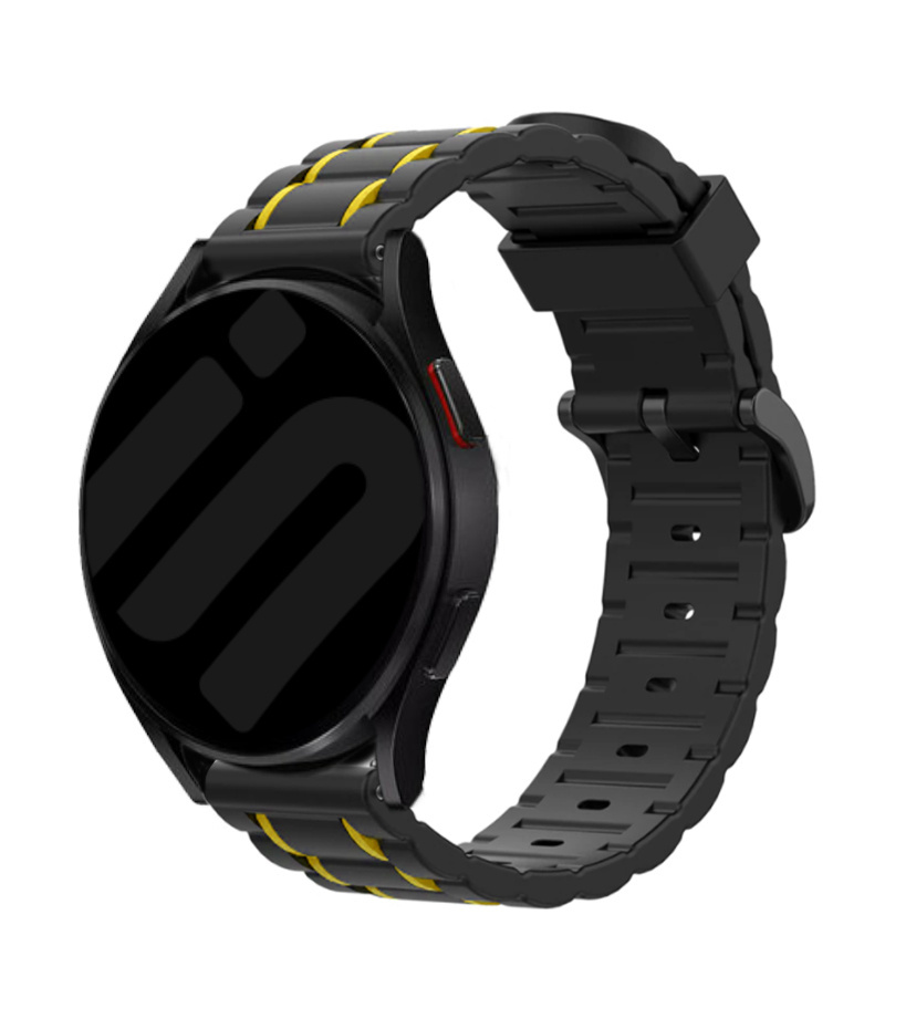 Strap-it Samsung Galaxy Watch 7 - 44mm sport gesp band (zwart/geel)