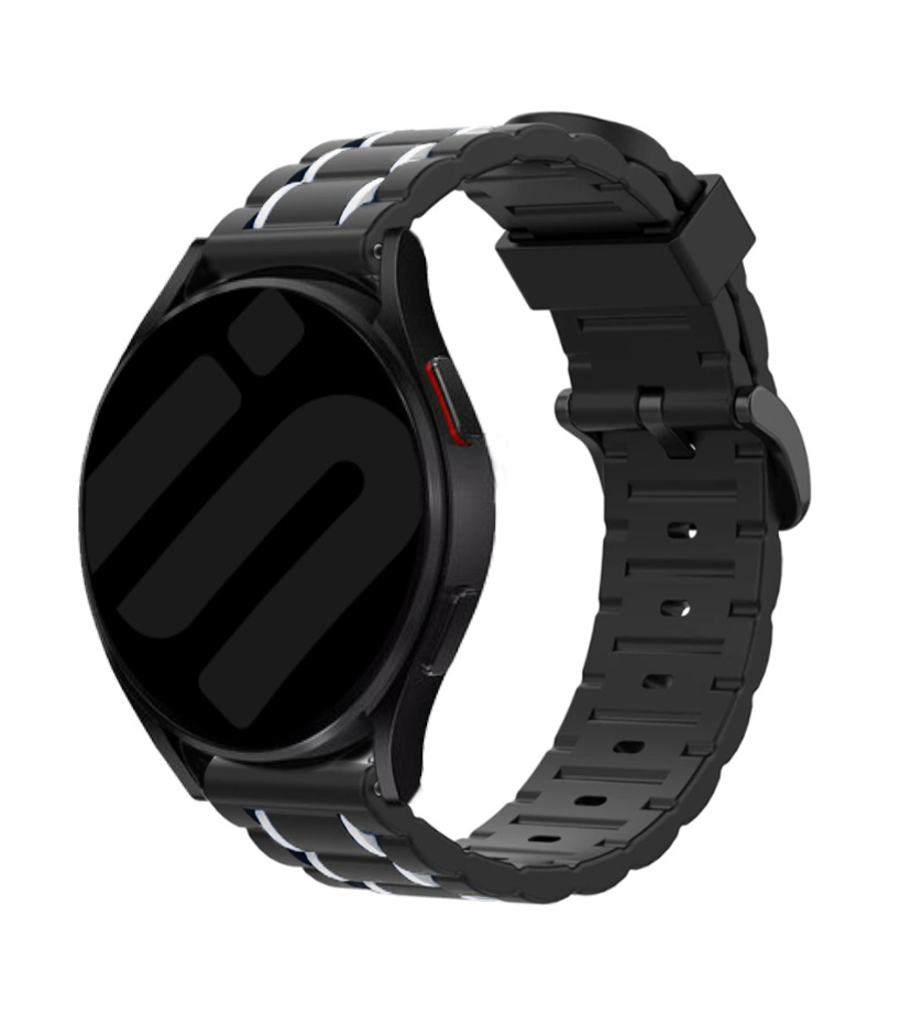 Strap-it Samsung Galaxy Watch 7 - 40mm sport gesp band (zwart/wit)