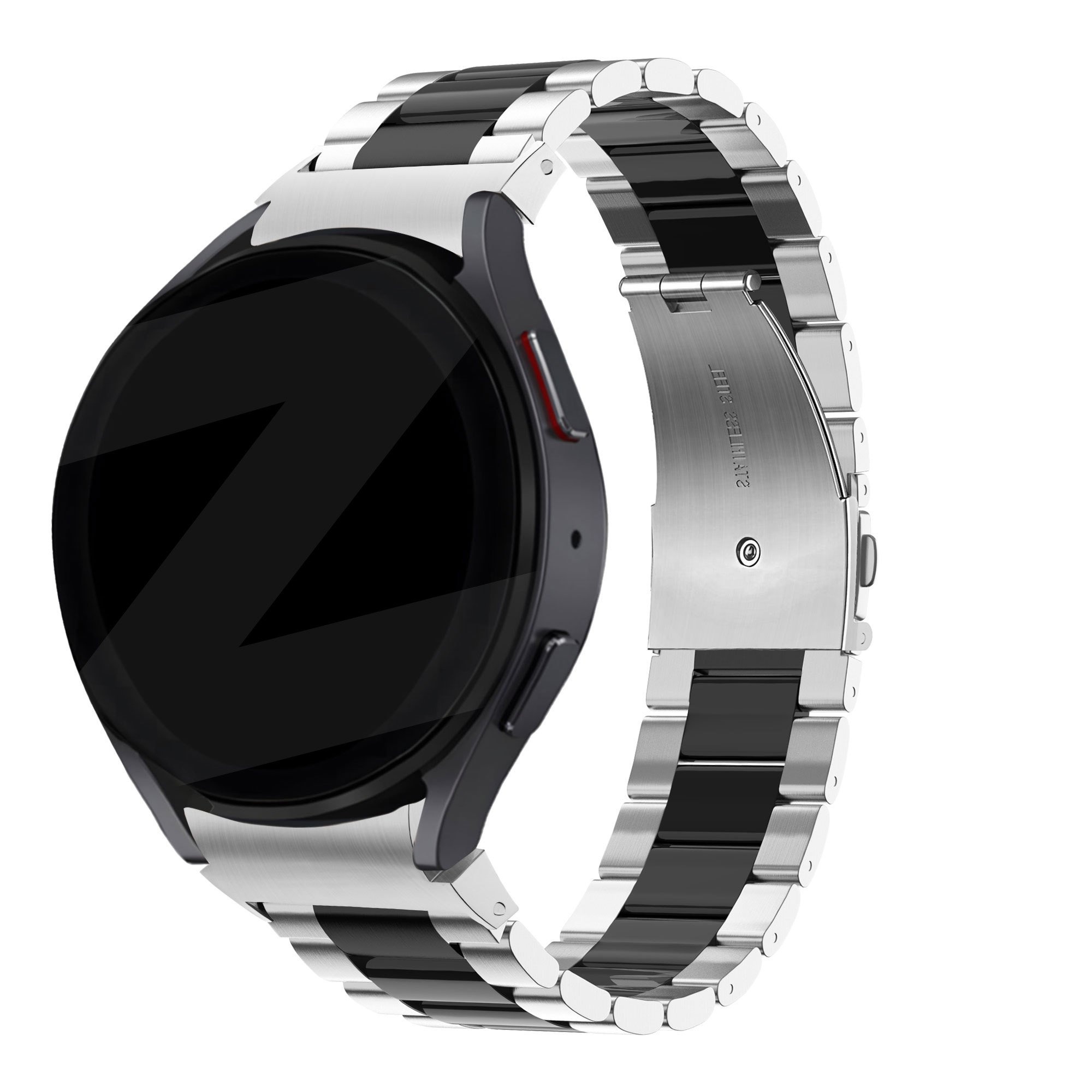 Bandz Samsung Galaxy Watch 7 - 40mm stalen band 'Classic' (zilver/zwart)