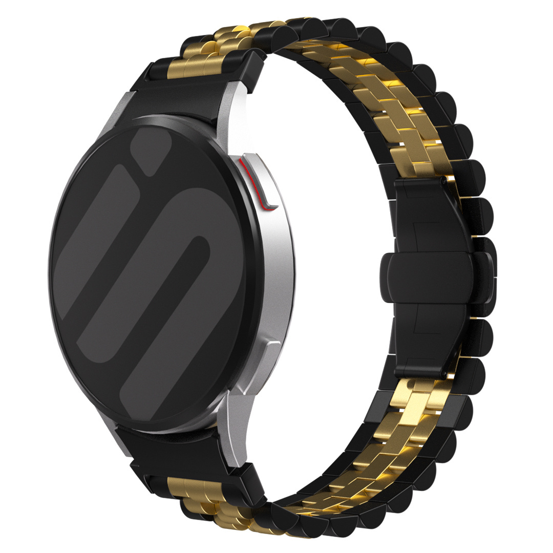 Strap-it Samsung Galaxy Watch 7 - 40mm Jubilee stalen band (zwart/goud)