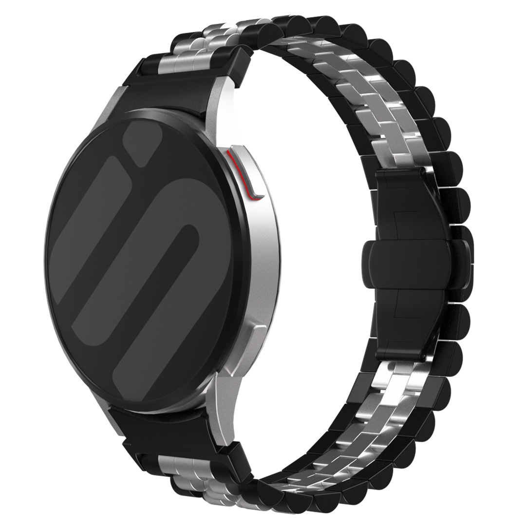Strap-it Samsung Galaxy Watch 7 - 40mm Jubilee stalen band (zwart/zilver)