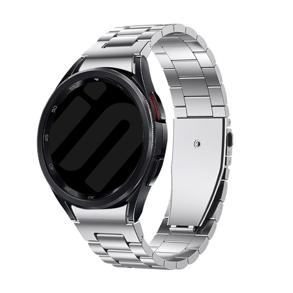 Strap-it Samsung Galaxy Watch 7 44mm 'One push' stalen band (zilver)