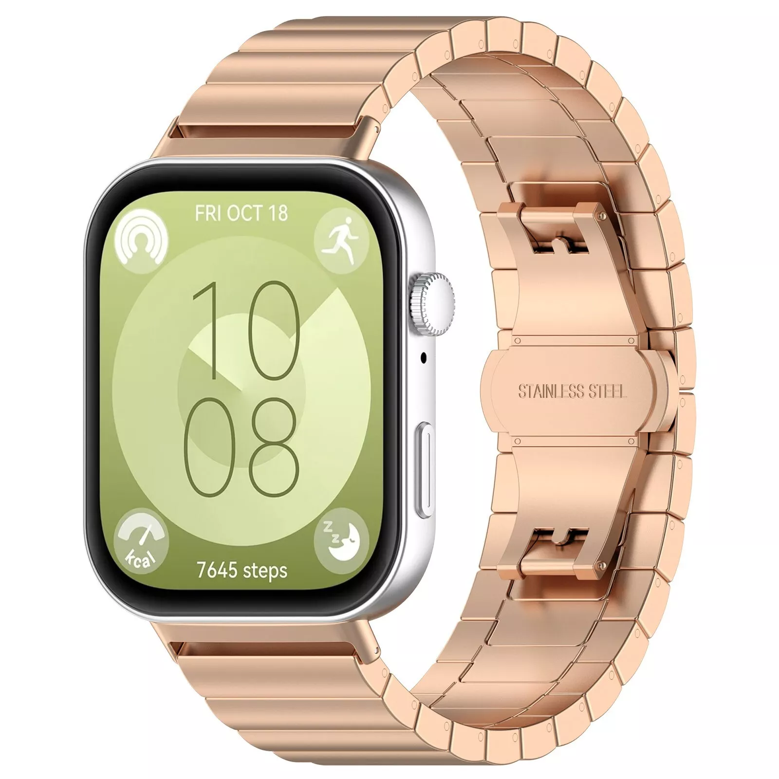 Strap-it Huawei Watch Fit 4 luxe metalen band (rosé goud)