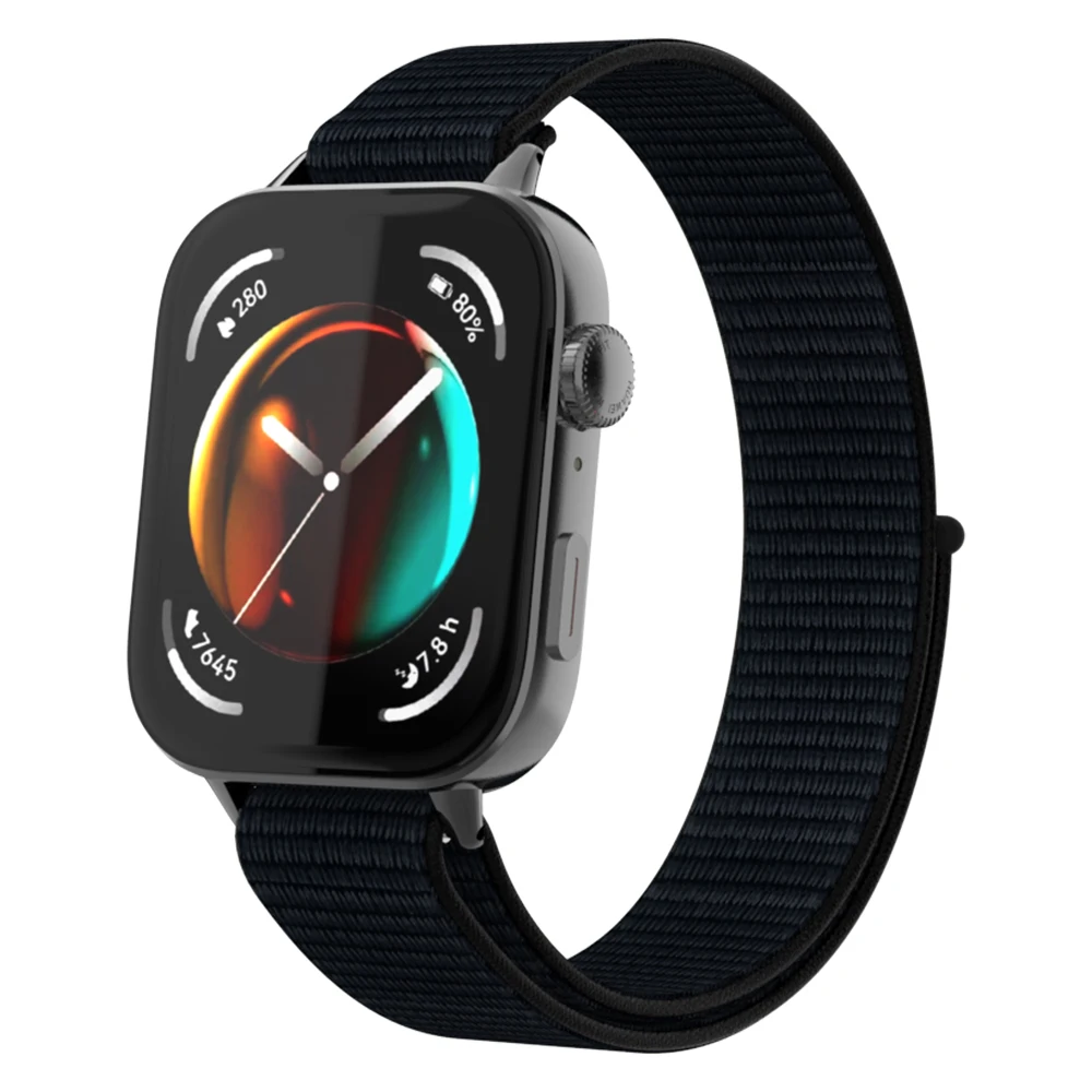 Strap-it Huawei Watch Fit 4 nylon bandje (zwart)