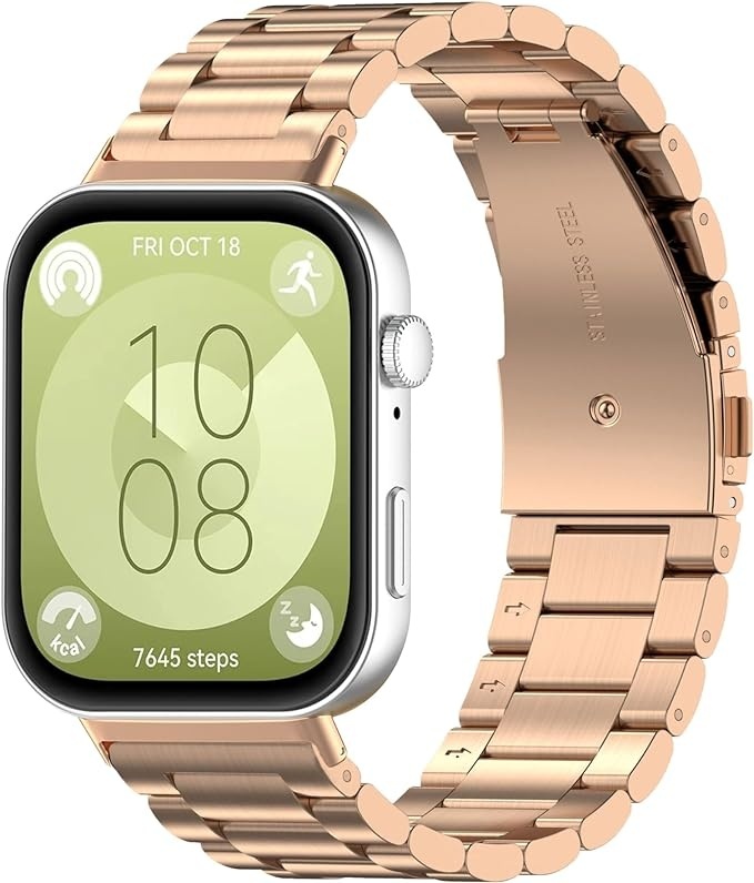 Strap-it Huawei Watch Fit 4 stalen band (rosé goud)