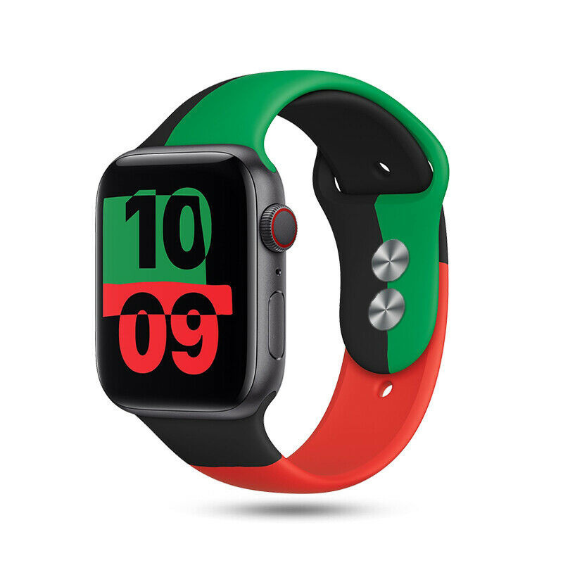 Strap-it Apple Watch triple sport band (zwart-groen-rood)