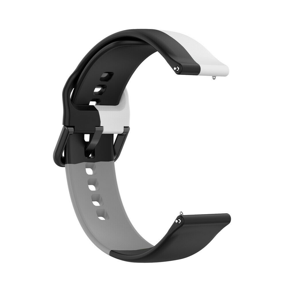 Strap-it Universeel 22mm triple sport bandje (zwart/wit/grijs)