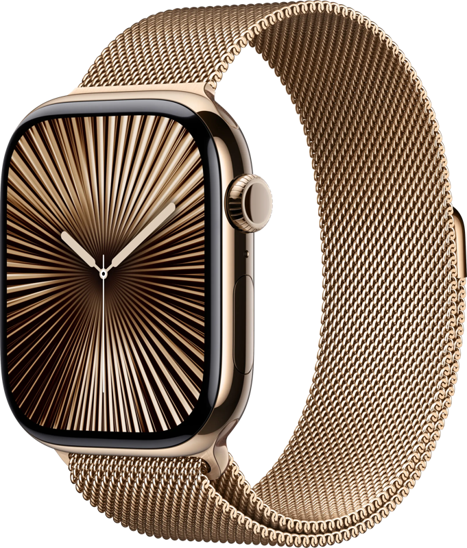Apple Watch Series 10 4G 46mm Titanium Goud Milanese Band S/M