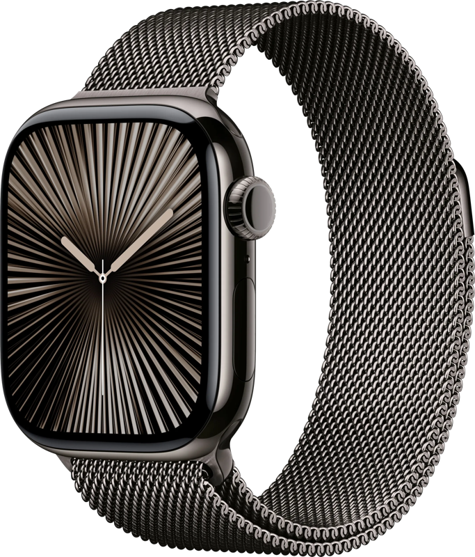 Apple Watch Series 10 4G 42mm Titanium Zwart Milanese Band