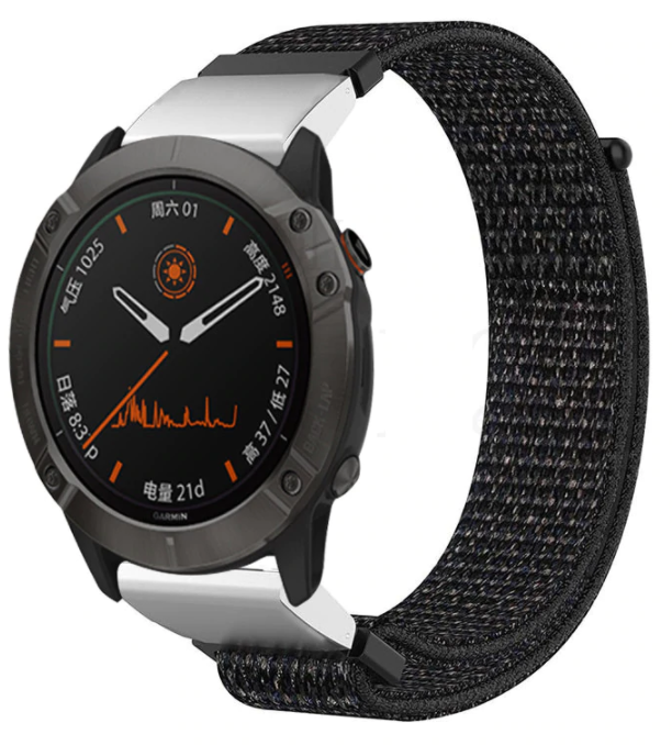Strap-it Garmin Forerunner 970 nylon band (zwart)
